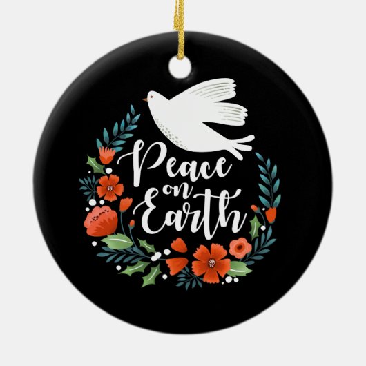 Weihnachtskript Weltfrieden Keramik Ornament (Hinten)