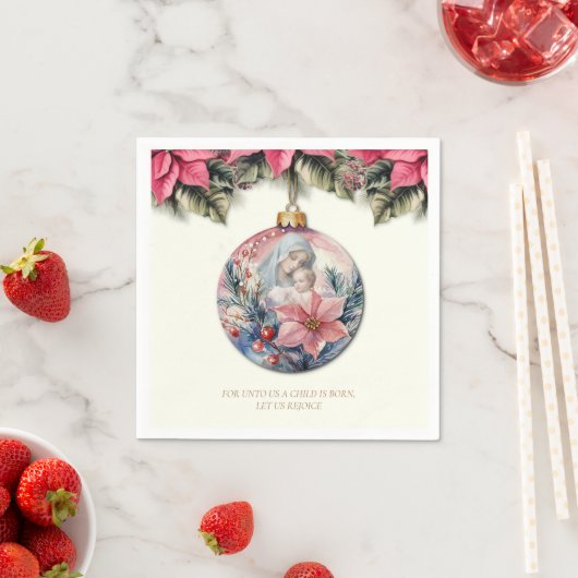 Weihnachtskriptur Poinsettias Mary und Jesus Serviette (Beispiel)