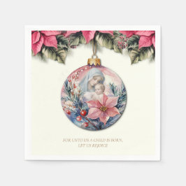 Weihnachtskriptur Poinsettias Mary und Jesus Serviette
