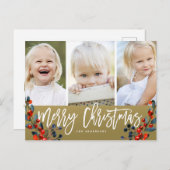 Weihnachtskritik Berries 3 Foto Urlaub Feiertagspostkarte (Vorne/Hinten)