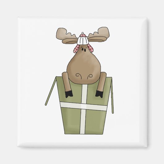 Weihnachtskritter - Elche und Geschenkboxen Magnet (Vorne)