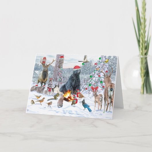 Weihnachtskritter-Party Feiertagskarte (Vorderseite)