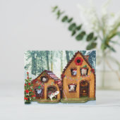 Weihnachtskritter Zuhause für den Urlaub Postkarte (Stehend Vorderseite)