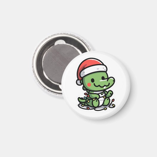 Weihnachtskrokodil Magnet (Vorderseite/Rückseite)