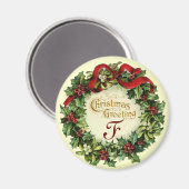 WEIHNACHTSKRONE MIT MISTELZWEIGEN UND STECHPALMENB MAGNET (Vorderseite/Rückseite)