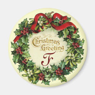 WEIHNACHTSKRONE MIT MISTELZWEIGEN UND STECHPALMENB MAGNET