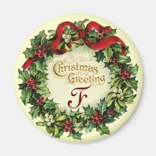 WEIHNACHTSKRONE MIT MISTELZWEIGEN UND STECHPALMENB MAGNET (Vorne)