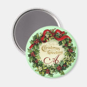 WEIHNACHTSKRONE MIT MISTELZWEIGEN UND STECHPALMENB MAGNET (Vorderseite/Rückseite)