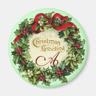 WEIHNACHTSKRONE MIT MISTELZWEIGEN UND STECHPALMENB MAGNET