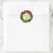 WEIHNACHTSKRONE MIT MISTELZWEIGEN UND STECHPALMENB RUNDER AUFKLEBER (Tasche)
