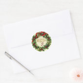 WEIHNACHTSKRONE MIT MISTELZWEIGEN UND STECHPALMENB RUNDER AUFKLEBER (Umschlag)