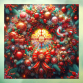 Weihnachtskronenklammer Fensteraufkleber (Blatt 3)