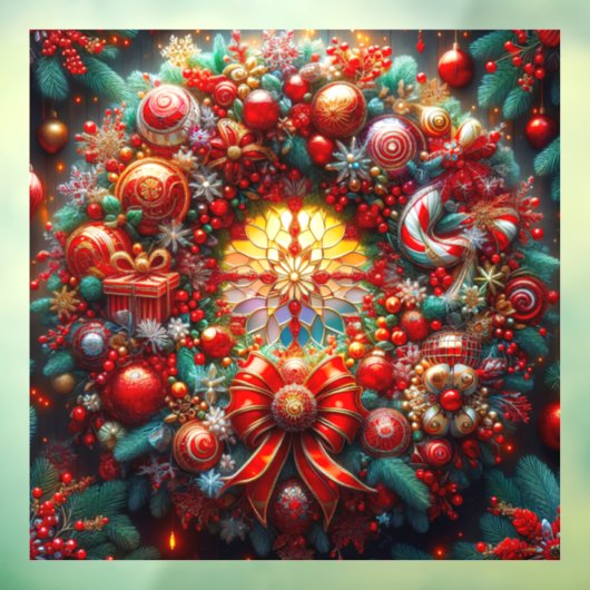 Weihnachtskronenklammer Fensteraufkleber (Blatt 3)