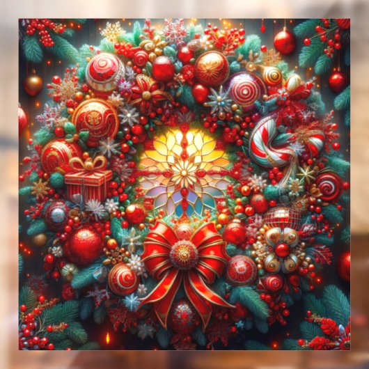 Weihnachtskronenklammer Fensteraufkleber (Blatt 2)