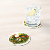 Weihnachtskronenring Runder Pappuntersetzer (Vor Ort)