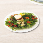 Weihnachtskronenring Runder Pappuntersetzer (Angewinkelt)
