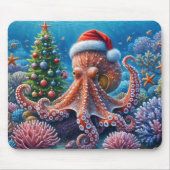 Weihnachtsktopf mit Weihnachtsmannmütze Mousepad (Vorne)