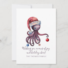 Weihnachtsktopus in Weihnachtsmannmütze Einzigarti Feiertagskarte