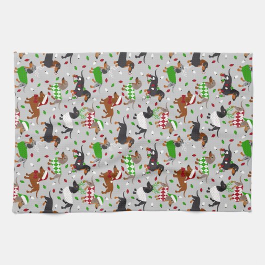 Weihnachtsküche Dackel Kost Handtuch (Horizontal)