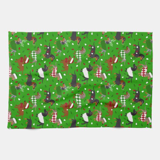 Weihnachtsküche Dackel Kost Handtuch (Horizontal)