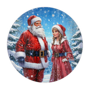 🎄 Weihnachtsküche Freude Santa & Mrs Claus Schneidebrett