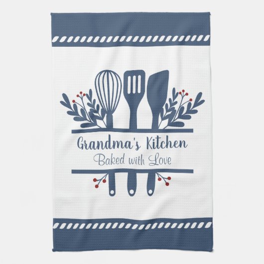 Weihnachtsküche gebacken mit Liebe individuell anp Geschirrtuch (Vertikal)