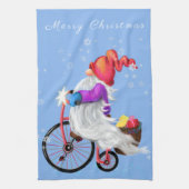 Weihnachtsküche Handtuch Gnome mit Fahrrad und Ges (Vertikal)