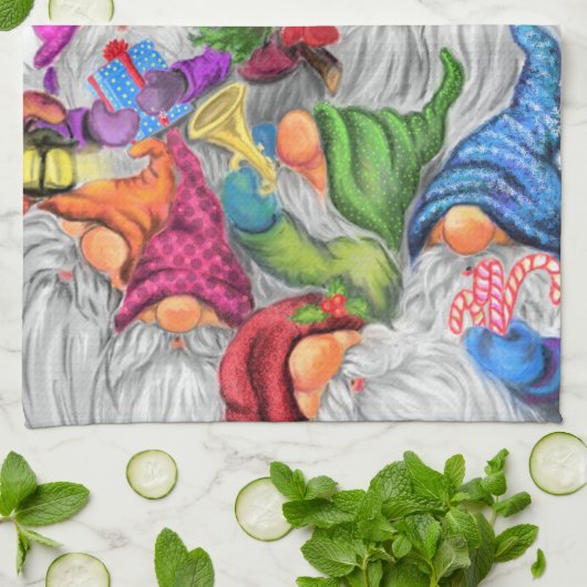 Weihnachtsküche Handtuch Happy Gnomes Party (Gefaltet)