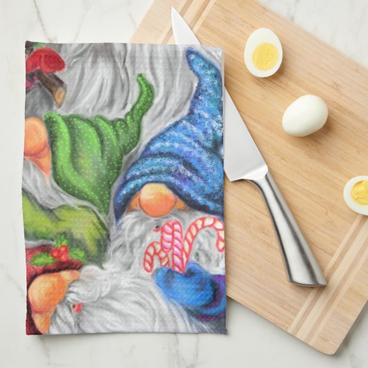 Weihnachtsküche Handtuch Happy Gnomes Party (Viertel Falte)