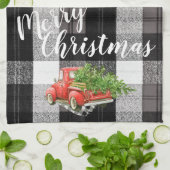 Weihnachtsküche Handtuch Red XMAS Truck Kariert (Gefaltet)