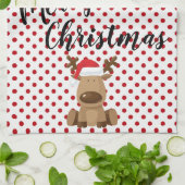 Weihnachtsküche Handtuch Reindeer Polka Dot Polkad (Gefaltet)