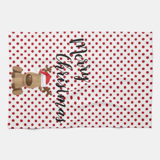 Weihnachtsküche Handtuch Reindeer Polka Dot Polkad (Horizontal)