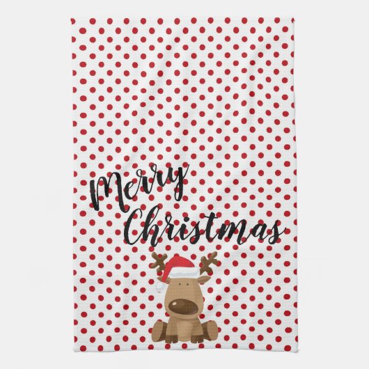 Weihnachtsküche Handtuch Reindeer Polka Dot Polkad (Vertikal)