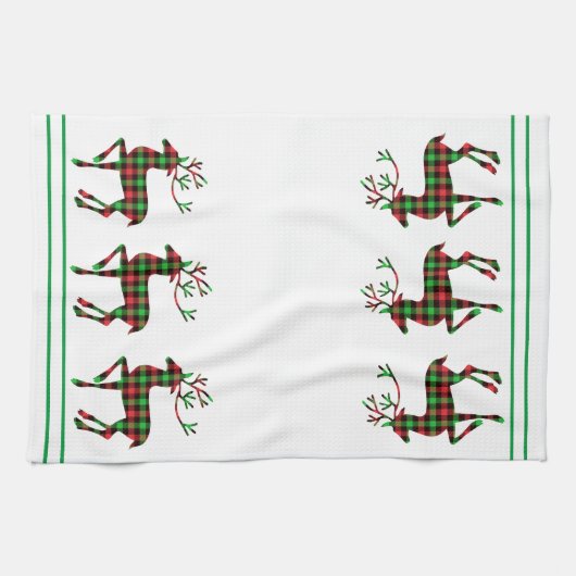 Weihnachtsküche Handtuch Rot & Grün kariertes Hirs (Horizontal)