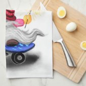 Weihnachtsküche Handtuch Skater Gnome mit Geschenk (Viertel Falte)
