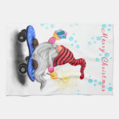 Weihnachtsküche Handtuch Skater Gnome mit Geschenk (Horizontal)