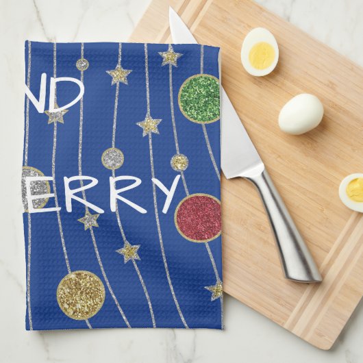 Weihnachtsküche Handtuchschmuck und Sterne Geschirrtuch (Viertel Falte)