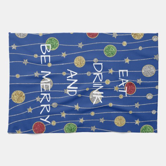 Weihnachtsküche Handtuchschmuck und Sterne Geschirrtuch (Horizontal)