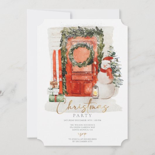 Weihnachtsküche mit Snowman-Party Einladung (Vorderseite)