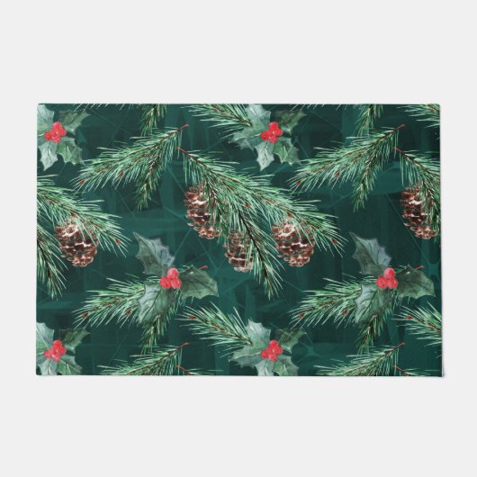 Weihnachtsküche mit Zapfen Fußmatte (Vorderseite)