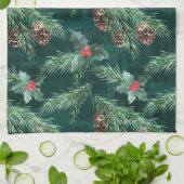 Weihnachtsküche mit Zapfen Geschirrtuch (Gefaltet)