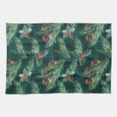 Weihnachtsküche mit Zapfen Geschirrtuch (Horizontal)