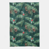 Weihnachtsküche mit Zapfen Geschirrtuch (Vertikal)