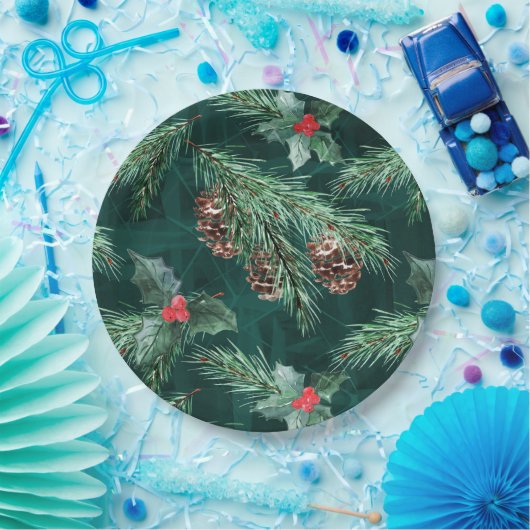 Weihnachtsküche mit Zapfen Pappteller (Party)