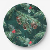 Weihnachtsküche mit Zapfen Pappteller (Vorderseite)