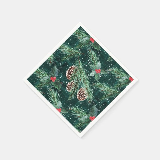 Weihnachtsküche mit Zapfen Serviette (Ecke)