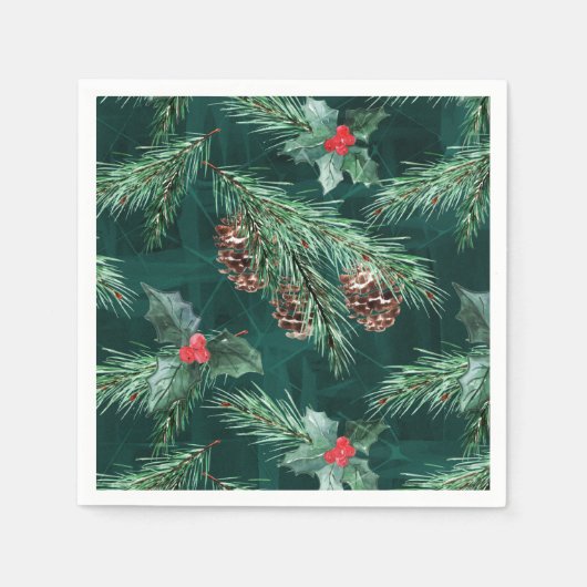 Weihnachtsküche mit Zapfen Serviette (Vorderseite)
