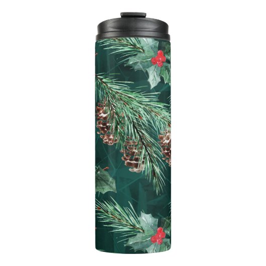 Weihnachtsküche mit Zapfen Thermosbecher (Vorderseite)