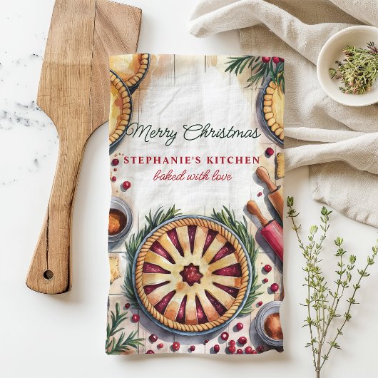 Weihnachtskuchen Backszene Personalisiert Geschirrtuch
