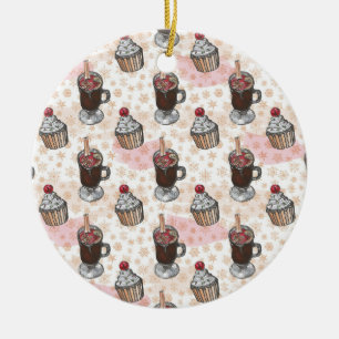 Weihnachtskuchen in Aquarellen handgezeichnet Keramik Ornament
